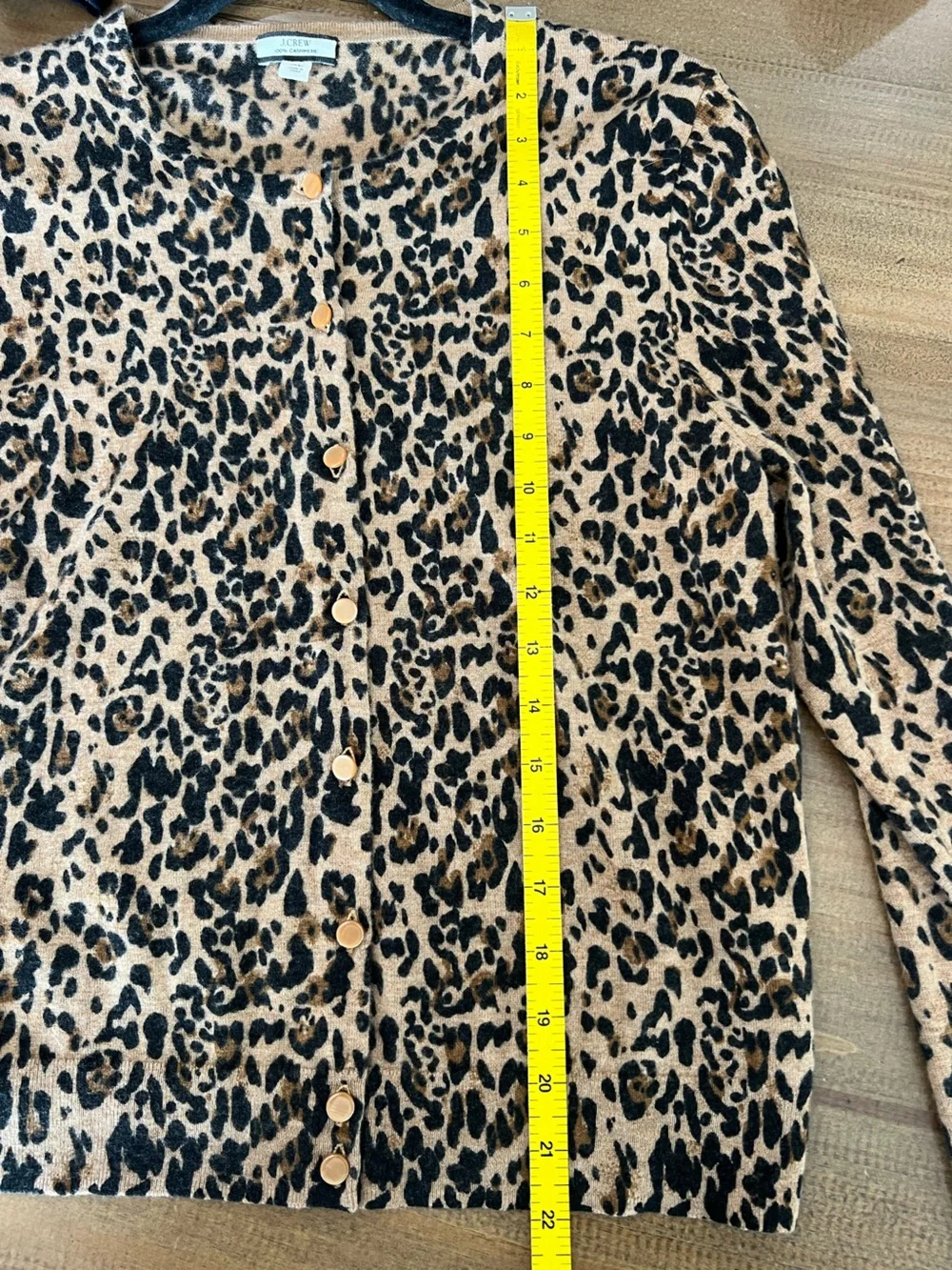 J. Crew Cashmere Animal Print Cardigan Sweater XL
